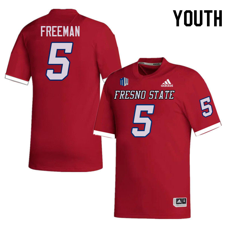 Youth #5 Josiah Freeman Fresno State Bulldogs College Football Jerseys Stitched-Red